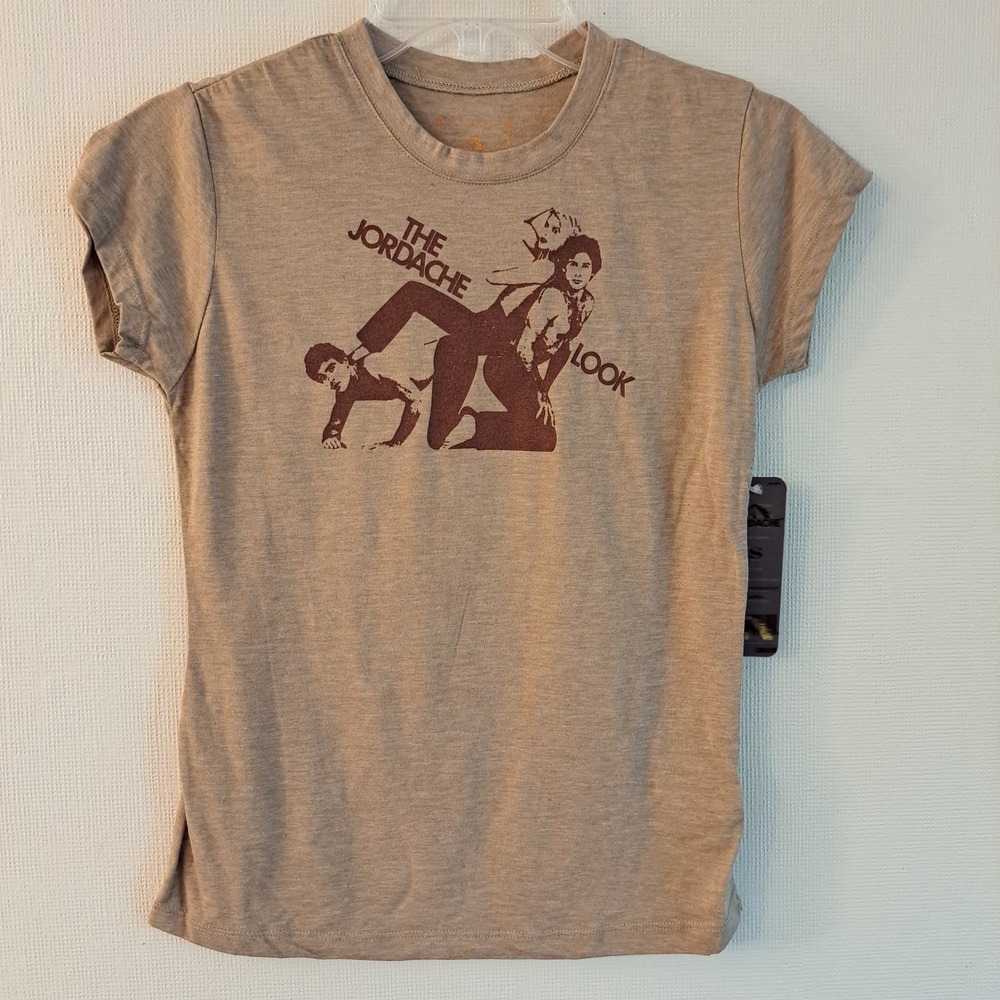 The Jordache Look Retro Graphic T-Shirt Heather Brown Small NWT 1327-162